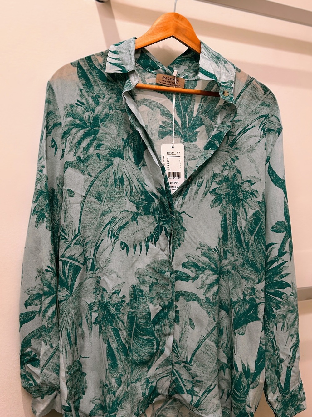 NWT- Falconeri Silk V-Neck Blouse — “Atollo” Teal, Size S